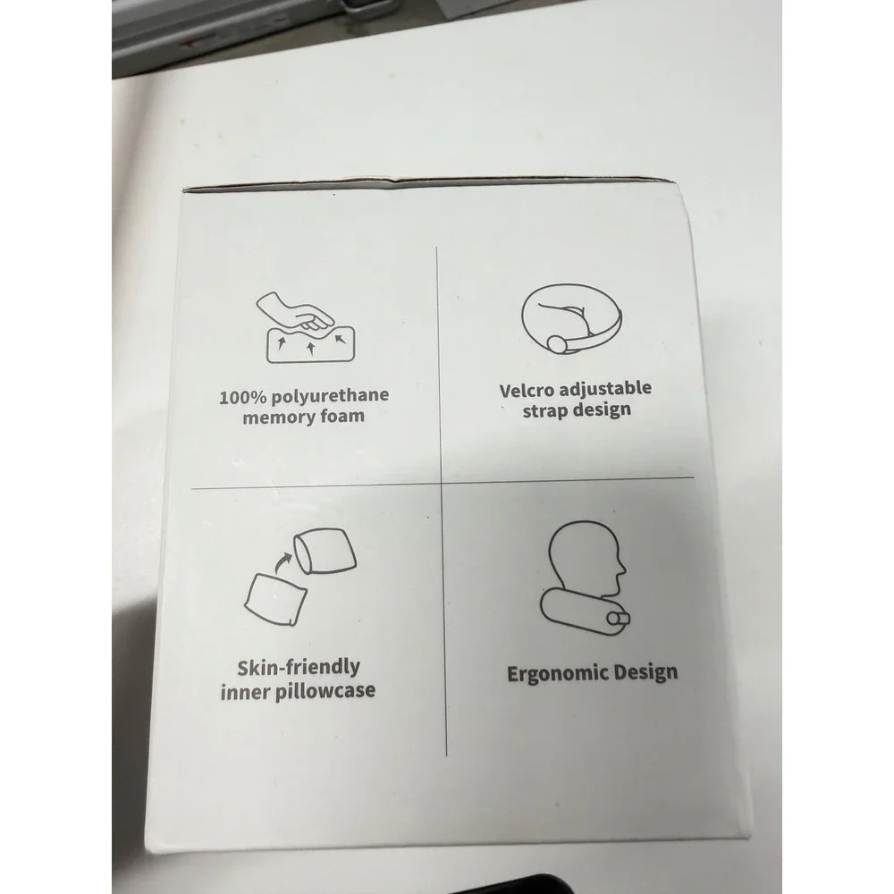 URNEXTTOUR Memory Foam Travel Pillow Grey Ergonomic Neck Support with Bag NEW